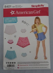 Simplicity Sewing Pattern 8401 Americal Girl Child SHORTS Sz 3 4 5 6 & 18" Doll - Picture 1 of 2