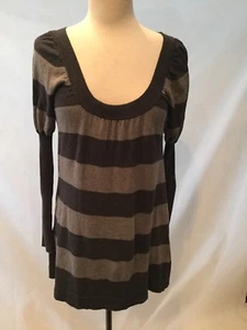 KENSIE GRAY LONG SLEEVE STRIPED TOP- SIZE XS - Picture 1 of 4
