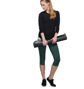 Lululemon Damen 8 In The Flow Crop II Meliert Waldgrün Nahtlose Leggings - Bild 1 von 8
