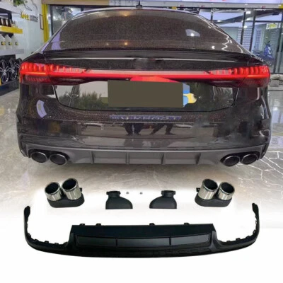 For Audi A7 Quattro Sportback 2019-2020 Rear Bumper Diffuser Lip W/Exhaust Tips - Image 1 of 4
