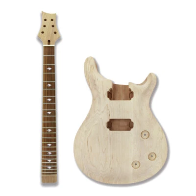 Unfinished Electric Guitar Kit diy Guitar neck 22 Fret Maple Cap Guitar Body - Image 1 of 4