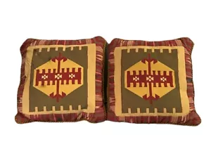 Set 2 Cuscini Cuscini Divano Accento Tribale Occidentale Nativi Americani 15" x 15" - Foto 1 di 11