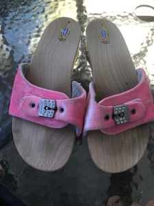 Dr. Scholls Original Wooden Sandals Size 8 Pink Made in Italy - Picture 1 of 9