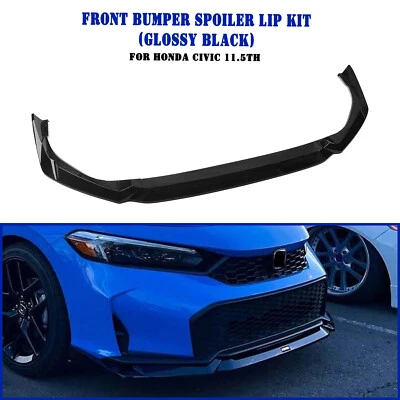 GLOSSY BLACK CAR FRONT BUMPER SPOILER SPLITTER LIP KIT FOR HONDA CIVIC 11.5TH - Image 1 of 4