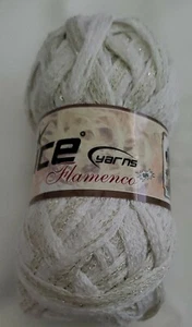 ICE Yarns FLAMENCO 100g Skein Ruffle Yarn * Made in Turkey * White + Silver - Picture 1 of 3