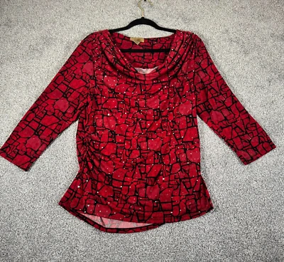 Y2K Топ женщин XL блестящий блестками украшенный капот шеи офис шик прихоти - Изображение 1 из 4