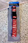 Dukes Dog Collar Size Large Fits 18" To 24" Adjustable Red w/White paw prints