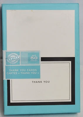 Tarjetas de agradecimiento Gartner borde negro 50 unidades nuevas en paquete notas regalos #76292 Foto 1 de 4