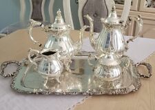 Baroque by Wallace Silver Plate Coffee/Teapot Set & a Huge Lovely Serving Tray