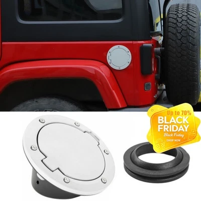 White Fuel Filler Door Cover Gas Tank Cap Trim for Jeep Wrangler JK JKU 2007-17 Foto 1 de 4