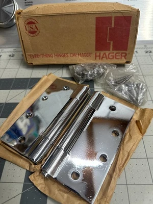 Lote de 2 bisagras de rodamiento de bolas cromadas de alta resistencia Hager AB700 4,5" x 4" US26D Foto 1 de 4