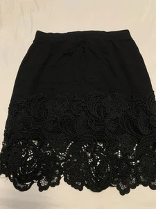 Haute Monde Damen Rock Spitzenbesatz schwarz Bleistiftrock, Gr. XL Blumenmuster - Bild 1 von 3