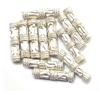 25 PIECES 20X5MM COPPER BALI TUBE BEAD STERLING SILVER PLATED 314 - Image 1 of 3