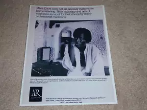 Acoustic Research AR-3a Miles Davis Speaker Ad, 1971, Rare ad - Picture 1 of 1