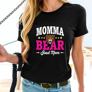 Momma Bear Graphic Cotton Short Sleeve T-Shirt for Women - Cute -All-cotton - Picture 1 of 4