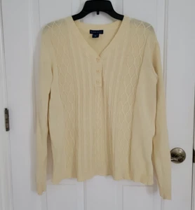 Karen Scott Cream colored Cotton sweater, sz. Med. - Picture 1 of 4