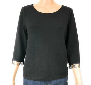 Womens Shirt Size 4 Petite Black Long Sleeve Beaded Melissa Petites Collection - Picture 1 of 9