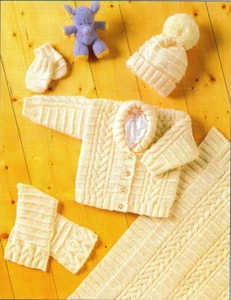 Knitting pattern copy 0885.   Baby cabled set.  12-22 inch chest. Aran - Picture 1 of 1