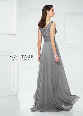 Auténtico Montaje por Mon Cheri 217935-Color Gris-Talla 10-Madre de la Novia Foto 1 de 3