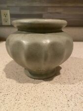 Vintage Haeger Matte Green Speckled Pottery USA Pedestal Footed Planter 6.5”