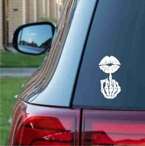 x3 Middle Finger & Kiss -White-Vinyl Decal Stickers- Car Decal 00744