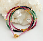 Ruby Sapphire Emerald Necklace Precious Stone Rainbow Colourful Approx. 60 CM