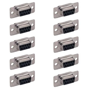 10x RS232 DB9 9-Pin Female Connector Serial Port Solder Cup Socket Assembly Gold - Picture 1 of 1