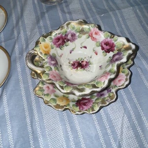 Antique Royal Kinran Nippon Japanese Porcelain Pansy Bowl & Dish Set Rare - Picture 1 of 5