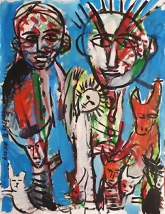 Auguste BLACKMAN Dystopian - Bold! Signed Painting, Neo-Expressionist Raw Jungle - Picture 1 of 1