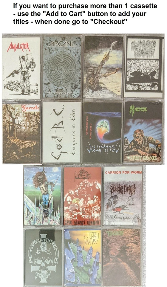 Wild Rags Thrash Metal Cassette Tapes - 14 DIFFERENT TITLES - NEW SEALED!  - Image 1 of 1