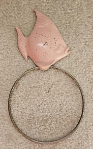 Vintage Towel Ring Holder Fish Hand Towel Metal Pink AS IS - Picture 1 of 13