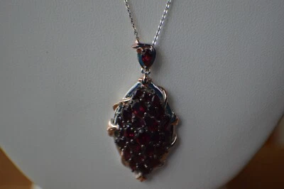 Colgante de vid granate hormiguero premium de 5,85 quilates con cadena de 20" de rodio sobre plata fina Foto 1 de 4