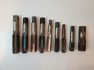 Lot Of 9 Plug Tap Pipe Tap Machinist Tools Various Sizes 3 4 5 Flute  - Picture 1 of 8