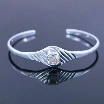 Brazalete solitario de diamantes blancos tratados de 2 quilates certificado en plata 925 Foto 1 de 4