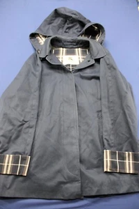 Burberry London Women Coat Carmen Trench Coat Size 12R Plaid Lining USA Navy - Picture 1 of 10