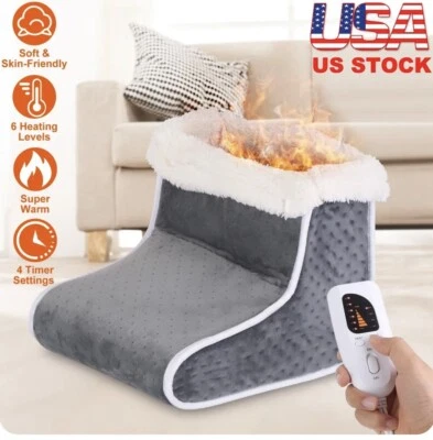 Electric Heated Foot Warmer Winter Warm Feet Heating Pad Boots Washable  6timing - Image 1 of 4