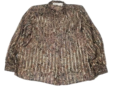 Yves St. Clair Blouse Women 20W Plus Gold Metallic Sheer Paisley Secretary Vtg  - Image 1 of 4