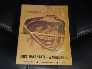 1966 WASHBURN AT FT. HAYS STATE COLLEGE COLLEGE FOOTBALL PROGRAM EX- MINT - Picture 1 of 1