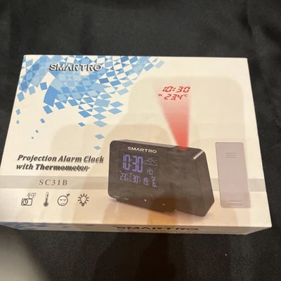 SMARTRO SC31B Projection Alarm Clock with In/Outdoor Temperature USB Black  - Image 1 of 4