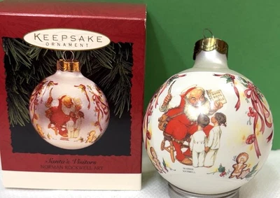 "Santa's Visitors" Norman Rockwell Art, Hallmark Glass Christmas Ornament- 1995 - Image 1 of 4