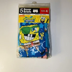 Boys Size 4 SpongeBob 5pc Boxer Briefs Set Underwear 100% Cotton Nickelodeon NEW - Picture 1 of 8