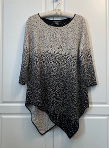 Chelsea & Theodore Black/Gold Metallic Sparkle Tunic Top Sz Large Asymmetric Hem - Picture 1 of 5