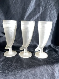 VNTG Frosted Powder Horn Beer Glasses 1960’s Indiana Glass 8” Tall (3) - Picture 1 of 9