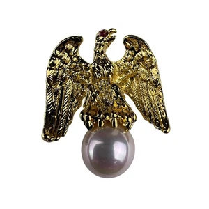 Ann Hand Damen goldfarbene Adler Brosche mit Kunstperlen Akzent elegante Anstecknadel - Bild 1 von 5