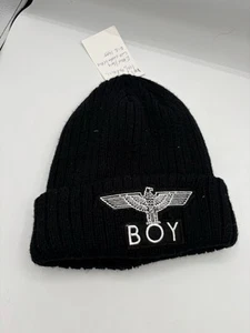 Gorro de invierno negro Boy London logotipo nuevo con etiquetas tejido cálido suave - Imagen 1 de 3