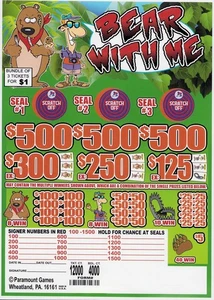 Pull Tab Tickets - Jar Tickets - Game - Holder - Bear with Me - 3 Seal - Picture 1 of 2
