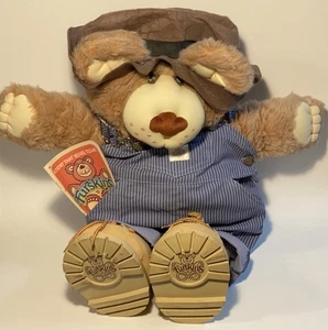 Peluche vintage 1985 FURSKINS 22" DUDLEY por XAVIER ROBERTS con mono - Imagen 1 de 22