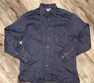 Alexander Julian Shirt Men Large Blue Striped Private Reserve Italian Cotton - Picture 1 of 21