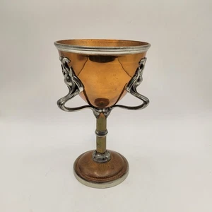 Antique Manning Bowman Copper Challice Tri Handle Goblet 8 Inch ART DECO - Picture 1 of 9