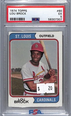 1974 Topps Lou Brock #60 PSA 5 - Image 1 of 2